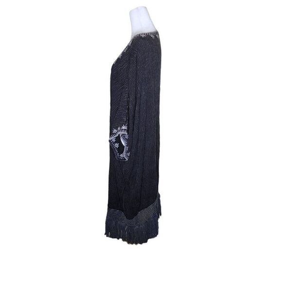 Easel Open Front Duster Long Coverup Womens Size M Gray Fringe - Picture 6 of 9